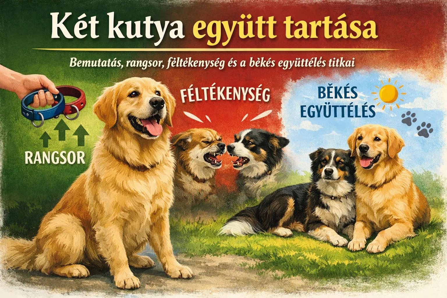 Két kutya együtt tartása – bemutatás, rangsor, féltékenység és a békés együttélés titkai