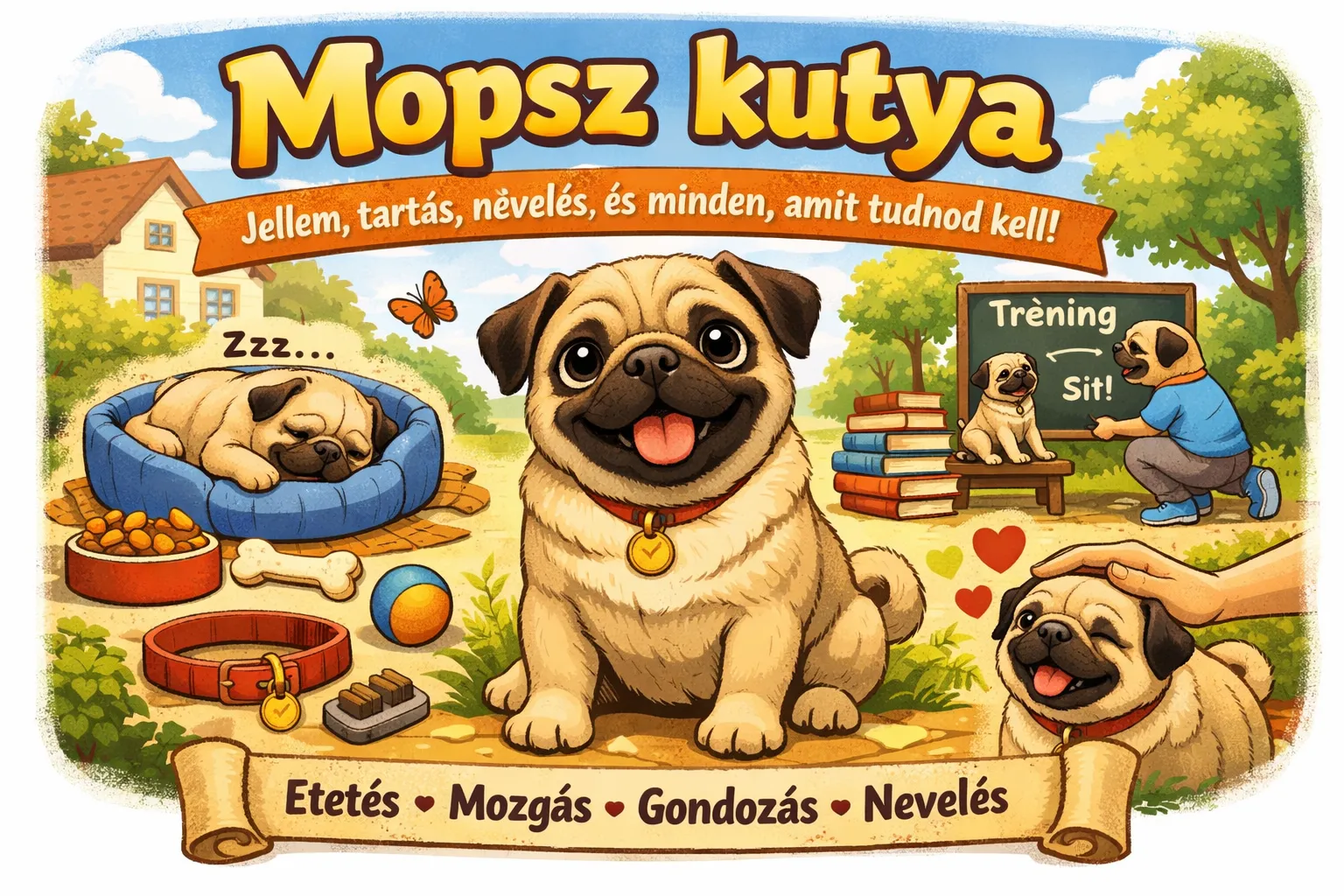 Mopsz kutya – jellem, tartás, nevelés és minden, amit tudnod kell