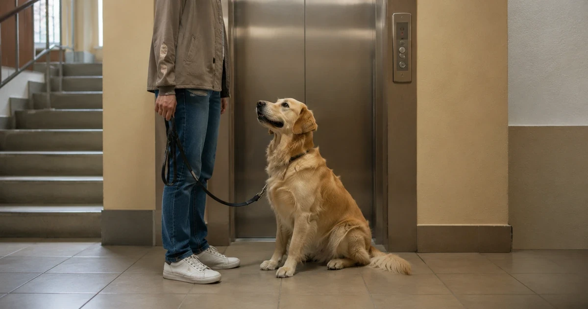 Lift és lépcsőház tréning kutyáknak: nyugodt indulás lakótelepen