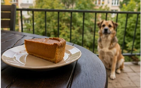 Sütőtökös pite és fűszeres étel távol a kutyától