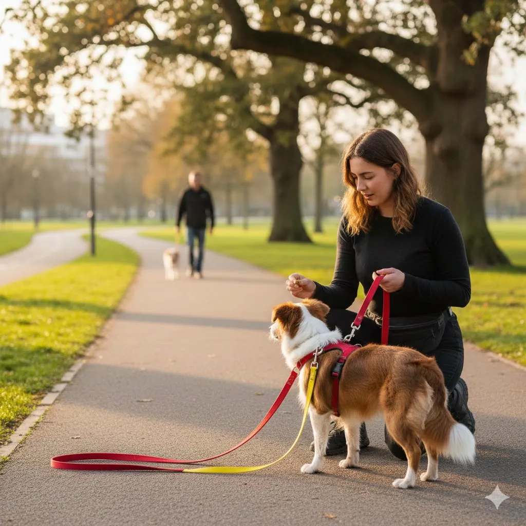 Fél a kutya sétán: hangok, emberek, kutyák – deszenzitizálás egyszerűen (lépésről lépésre) 1 fél a kutya sétán, kutya félelem kezelése, deszenzitizálás, ellenkondicionálás, ingerküszöb, ingerlépcső, póráz-reaktivitás, kutyatréning tippek, pozitív megerősítés, kutya testbeszéd